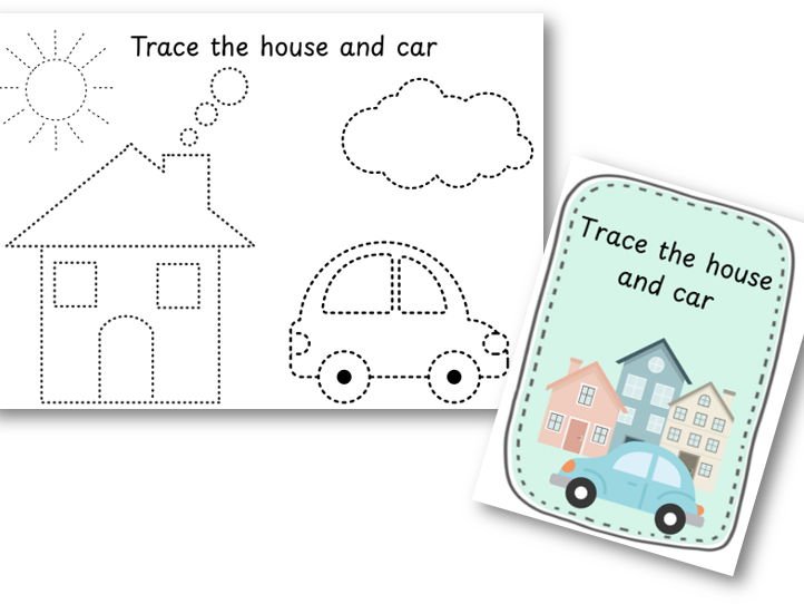 EYFS/KS1 Tracing Sheet - Car and House