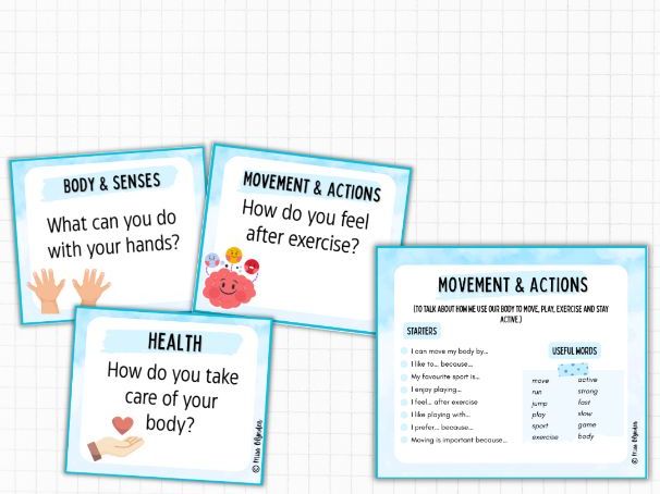 Body & Health Speaking Activities – ESL Conversation Cards with Sentence Starters & Vocabulary