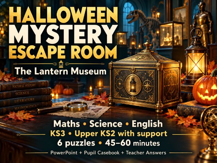 Halloween Escape Room KS3 | Maths, Science & English | PowerPoint, Booklet & Answers