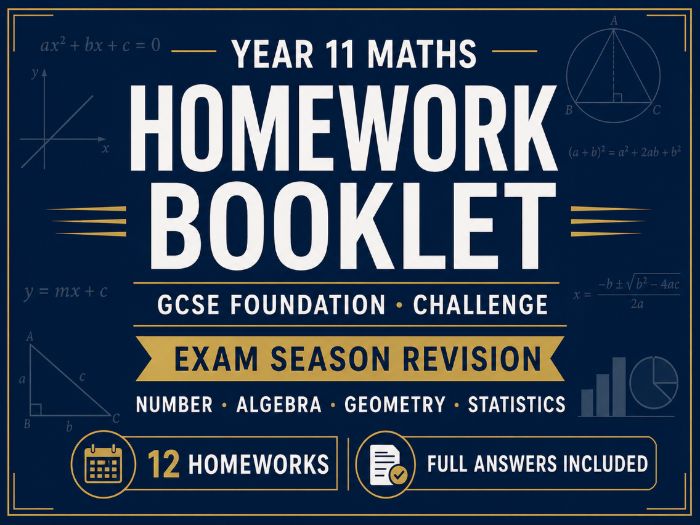 Year 11 Maths Homework Booklet – GCSE Foundation Challenge Exam Season with Answers