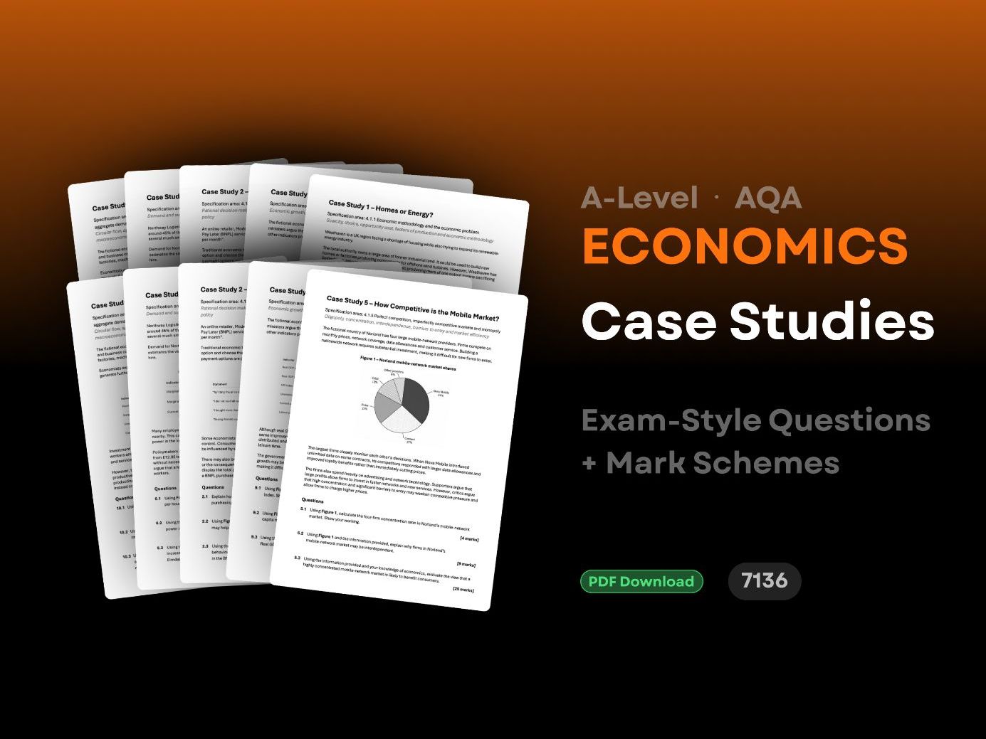 AQA A-Level Economics 14 Case Studies Pack | Full Specification Practice + Mark Schemes