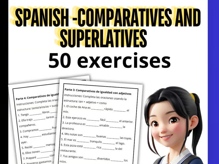Spanish Comparatives and Superlatives Worksheets | Printable Grammar Activities