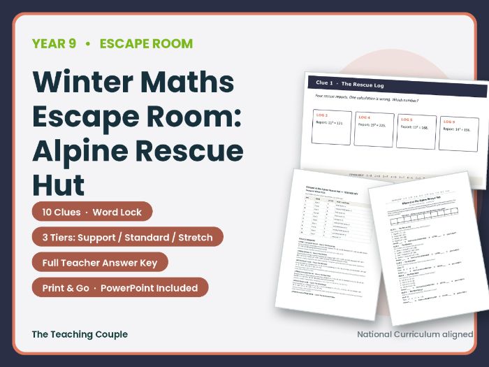 Winter Maths Escape Room | Year 9 Review | Alpine Rescue Hut