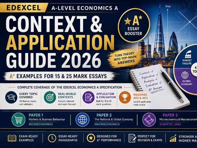 Edexcel A-Level Economics A Context & Application Guide 2026 – A Examples for 15 & 25 Mark Essays