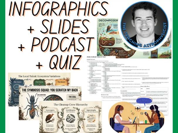 Decomposers | Infographics + Slides + Podcast + Quiz | Biology Set