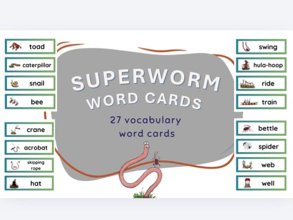 Superworm Vocabulary Word Cards