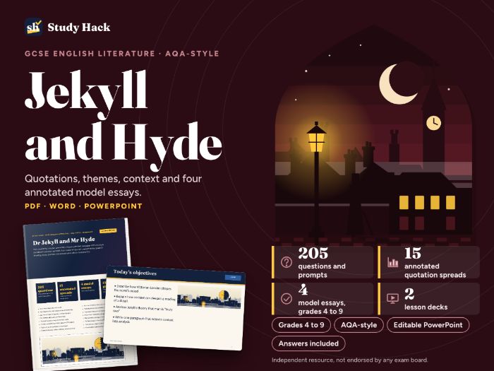 GCSE English Literature Dr Jekyll and Mr Hyde Complete Revision and Teaching Pack (AQA-style)