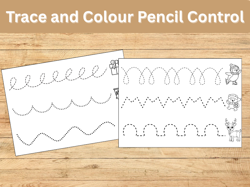 Winter Magic Trace and Colour Pencil Control – Early Writing Practice
