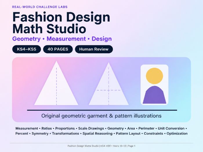 Fashion Design Maths Studio | KS4–KS5 | Years 10–13 | 40 Pages