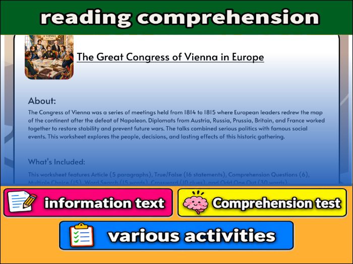 The Great Congress of Vienna in Europe - Comprehension 91����t & Activities