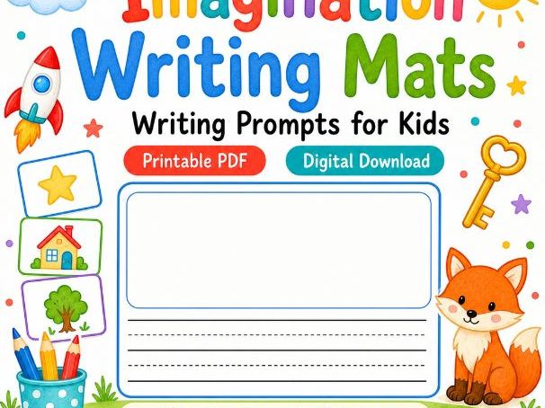 Imagination Writing Mats | Writing Prompts for Kids | Printable PDF | Digital Download