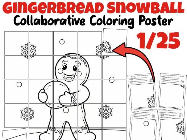 Gingerbread Snowball Collaborative Poster | Winter Holiday Classroom Activity