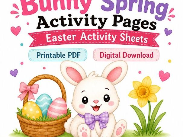 Bunny Spring Activity Pages | Easter Activity Sheets | Printable PDF | Digital Download