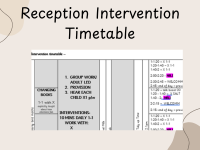 Reception Intervention Timetable