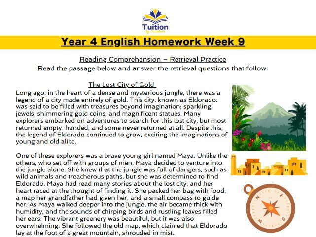 9. Year 4 - Reading Comprehension & SPaG