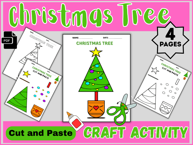 Christmas Tree Craft Activity Cut and Paste