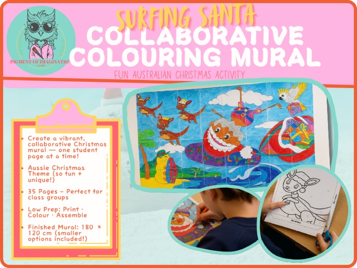 Australian Christmas Collaborative Colouring Art