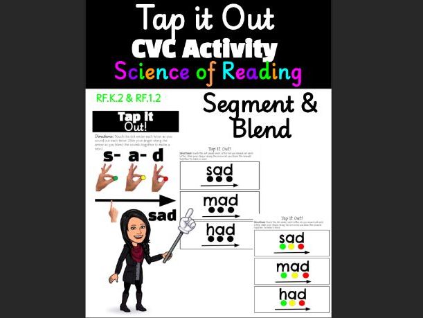CVC Tap It Out! Activity (Segmenting & Blending) RF.K.2 & RF.1.2