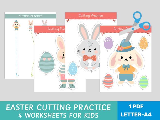 Easter Cutting Practice Worksheets