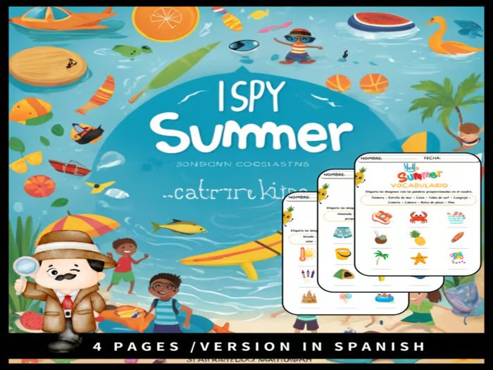 Summer Vocabulary Activity: I Spy Game - Vocabulary Summer for Kids