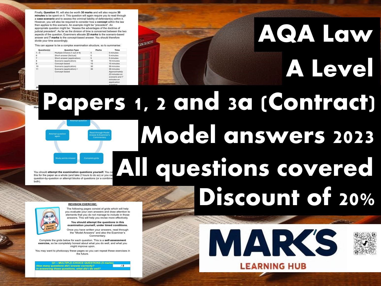 AQA: A Level LAW - MODEL ANSWERS (FULL PAPERS 2023) 1, 2 and 3a (CONTRACT) - DISCOUNT BUNDLE