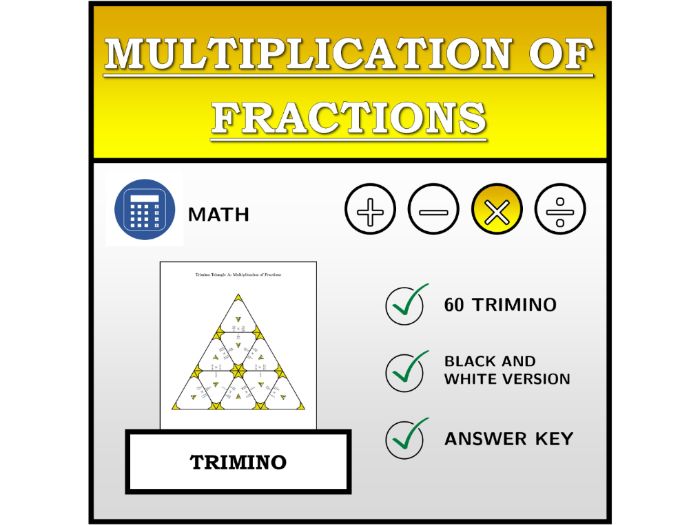 Trimino | Multiplication of Fractions | Math Activity