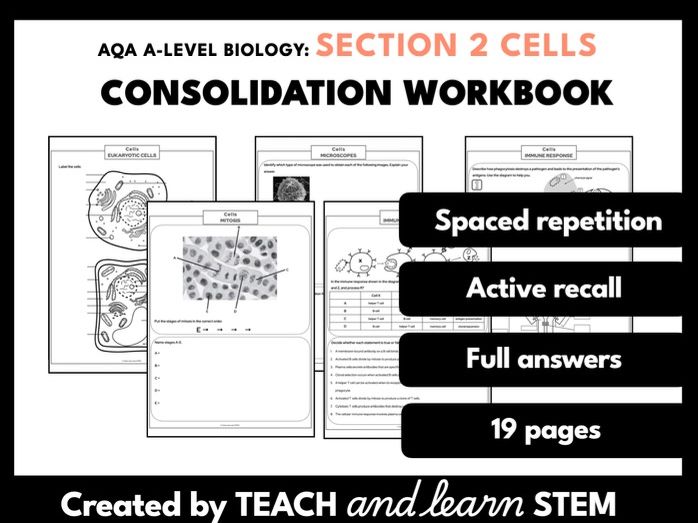 Cells Section 2 | AQA A-level Biology | Consolidation Active Recall Workbook