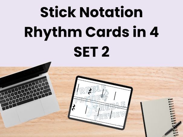 Stick Notation Rhythm Cards in 4 - SET 2