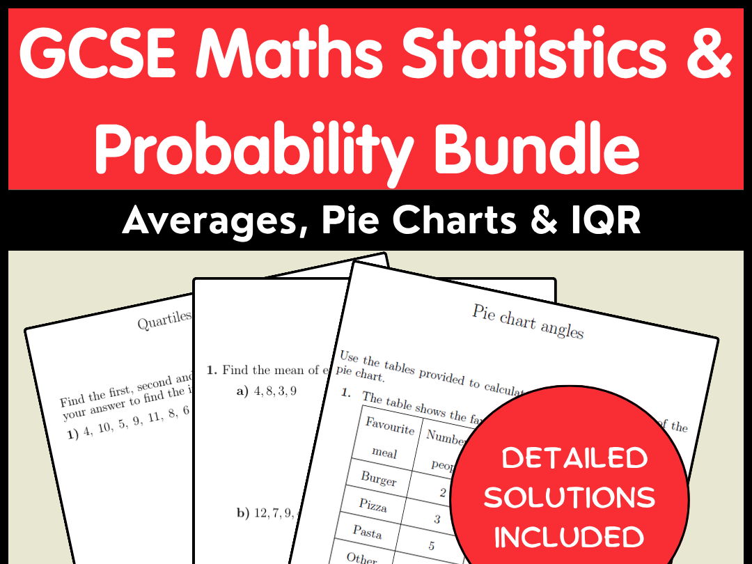 GCSE Maths Statistics & Probability Bundle | Averages, Pie Charts & IQR