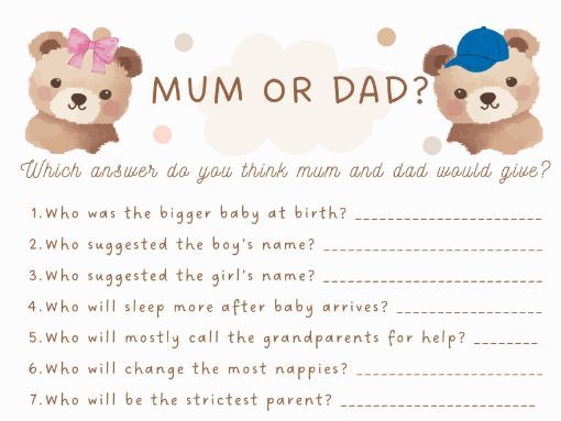 Baby shower game