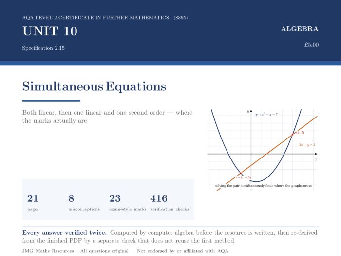 AQA Level 2 Further Maths - Simultaneous Equations