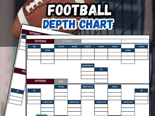 Football Depth Chart Excel Template | Editable Roster & Lineup Sheet | Youth and Rec League Coaching