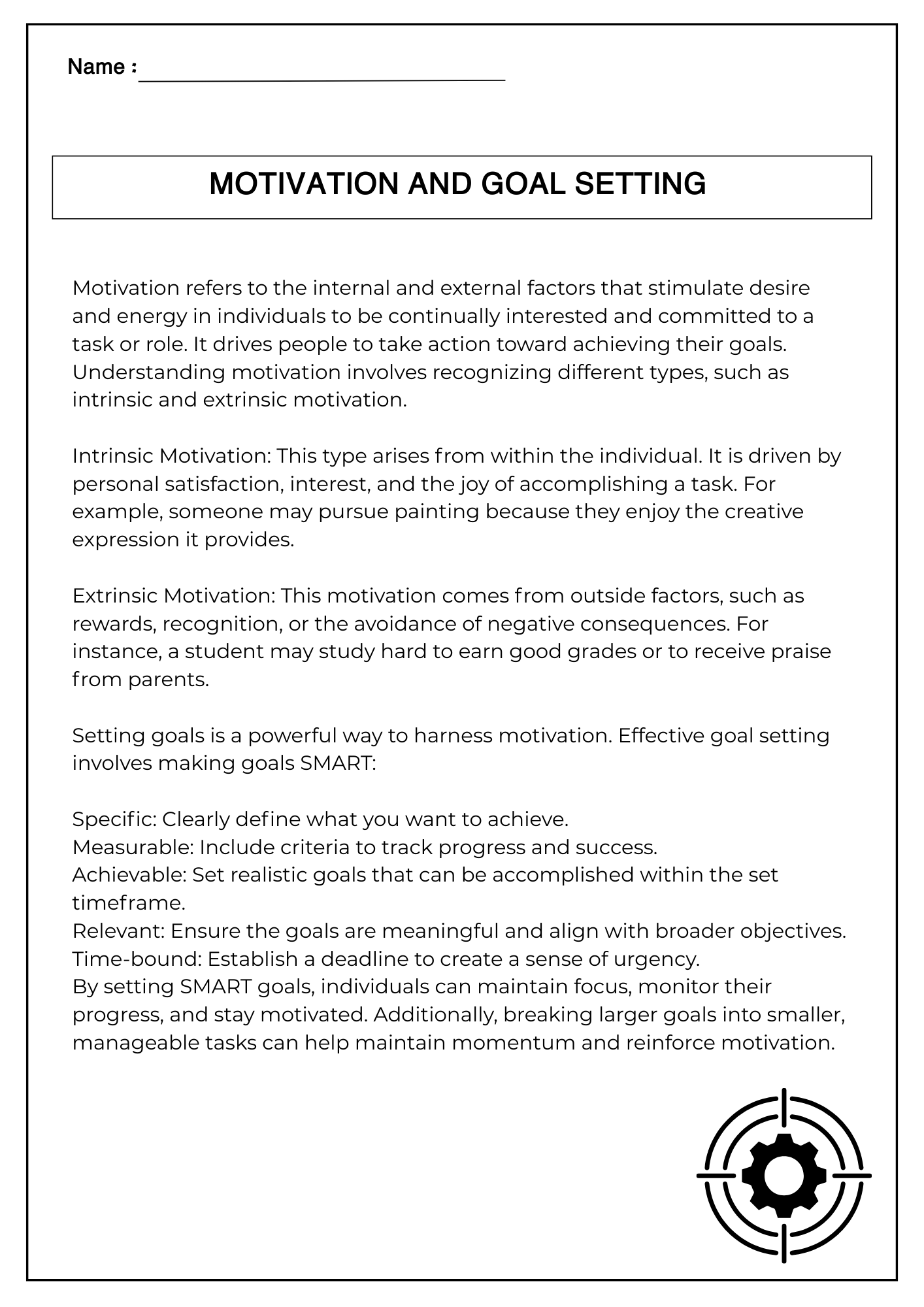 Motivation and Goal Setting Reading Comprehension Passages & Questions ...