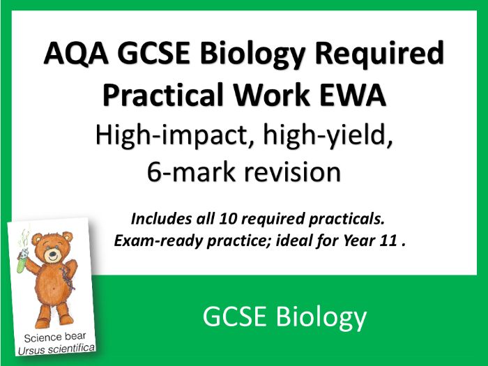 AQA GCSE Biology ALL  Required Practical Work 6-Mark EWA Booster Questions