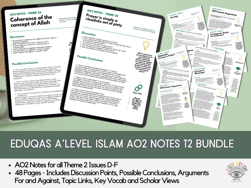 Islam Theme 2 AO2 Bundle – Eduqas A Level RS (A–F)