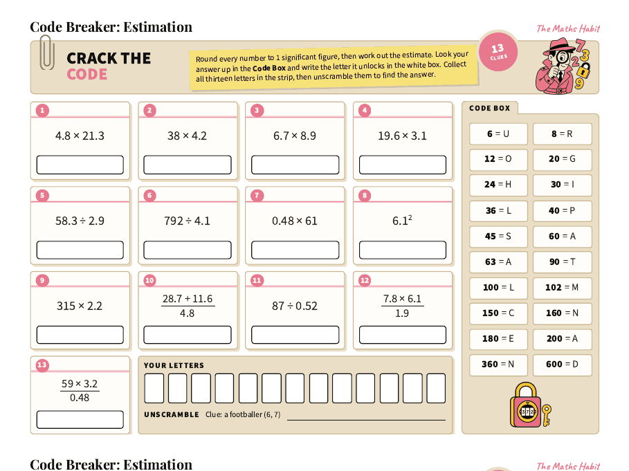 Estimation Code Breaker GCSE Maths Puzzle
