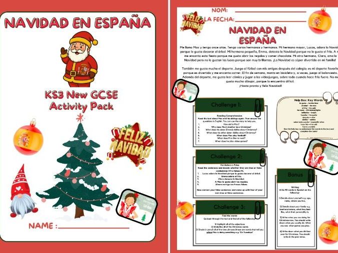 KS3 Christmas Spanish Workbook (7-page Cover Work/Zero Prep, Easy Lessons). New GCSE Booklet (2026).
