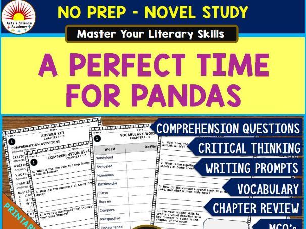 A Perfect Time  for Pandas Novel Study Comprehension, Critical Thinking, Vocab, MCQs, True or False,