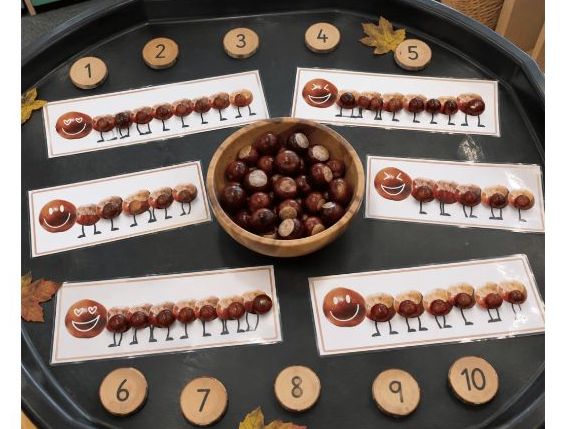 Conker Caterpillar Counting | Autumn Fine Motor & counting