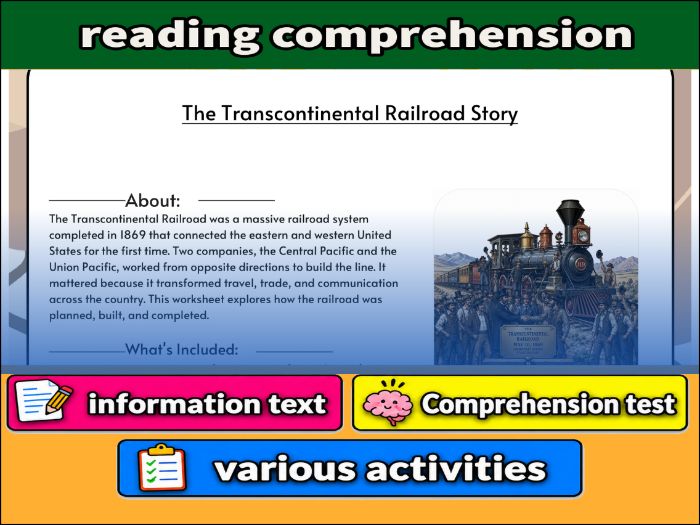 The Transcontinental Railroad Story & Comprehension 91����t