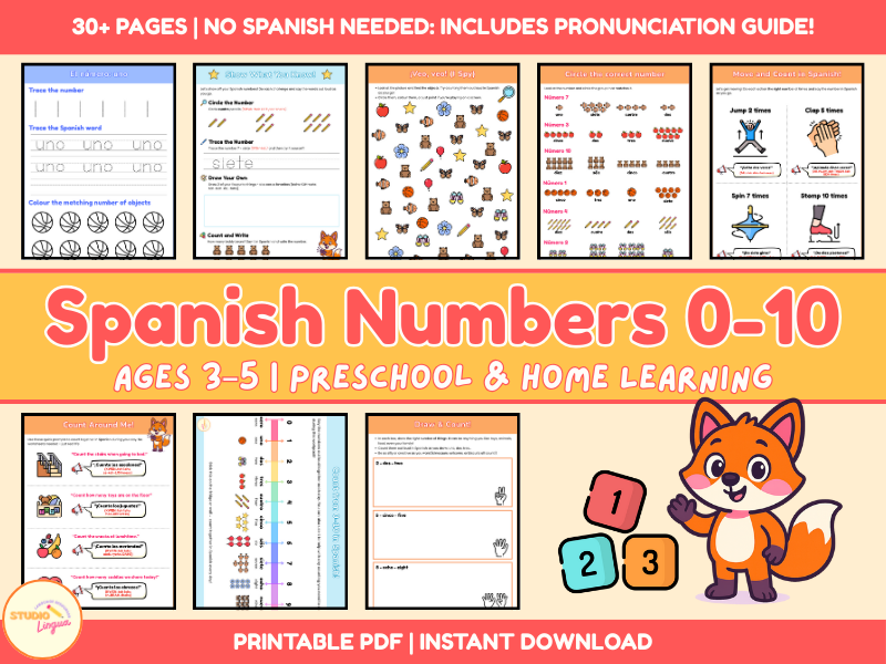 Spanish Numbers 0–10 | EYFS / Preschool Pack | Printable PDF