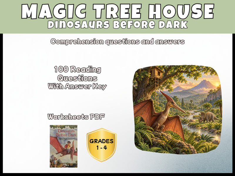 Magic Tree House Dinosaurs Before Dark Reading Comprehension Questions | Years 2-5