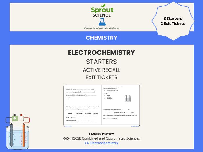 C4 Electrochemistry | Starter Activities & Exit Tickets | IGCSE Chemistry