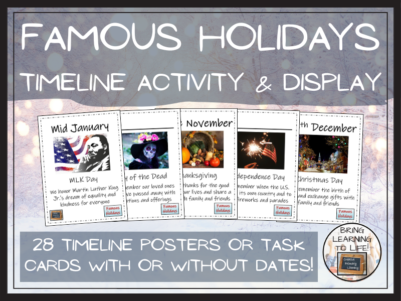 Famous Holidays Timeline Display Research and Sorting Activity