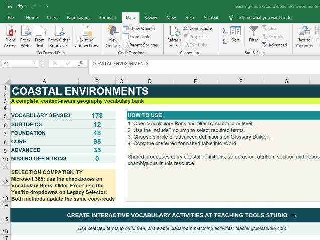 Coastal Environments Vocabulary Bank