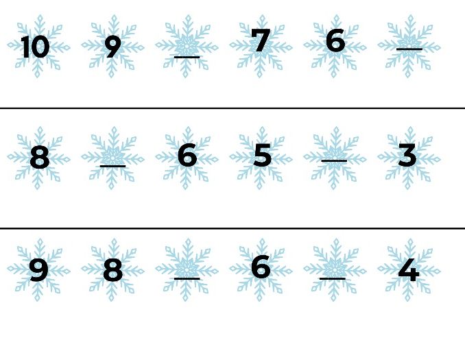 Snowflake Missing Numbers to 10 (2 Sheets)