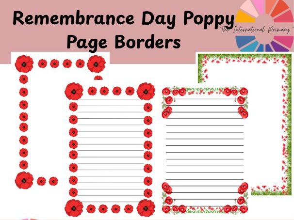 Free Remembrance Day Poppy Page Borders | Armistice Day Writing Templates