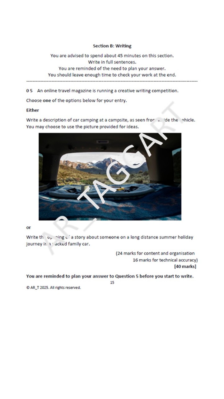 One AQA 2026 English Language Paper 1 Mock | Q5 TASKS - (Twa ...