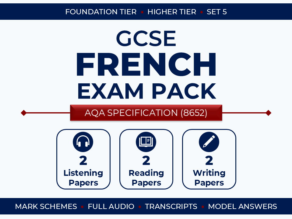 AQA GCSE French (2026) – Foundation & Higher Exam Pack (Set 5)