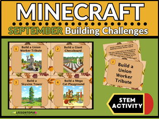 Minecraft September Building Challenges – STEM Activities Task Cards